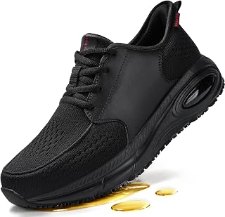 Wide Non Slip Work Shoes for Men Comfortable Cushion Food Service Shoes with Arch Support Slip Resistant Kitchen Restaurant Chef Shoes