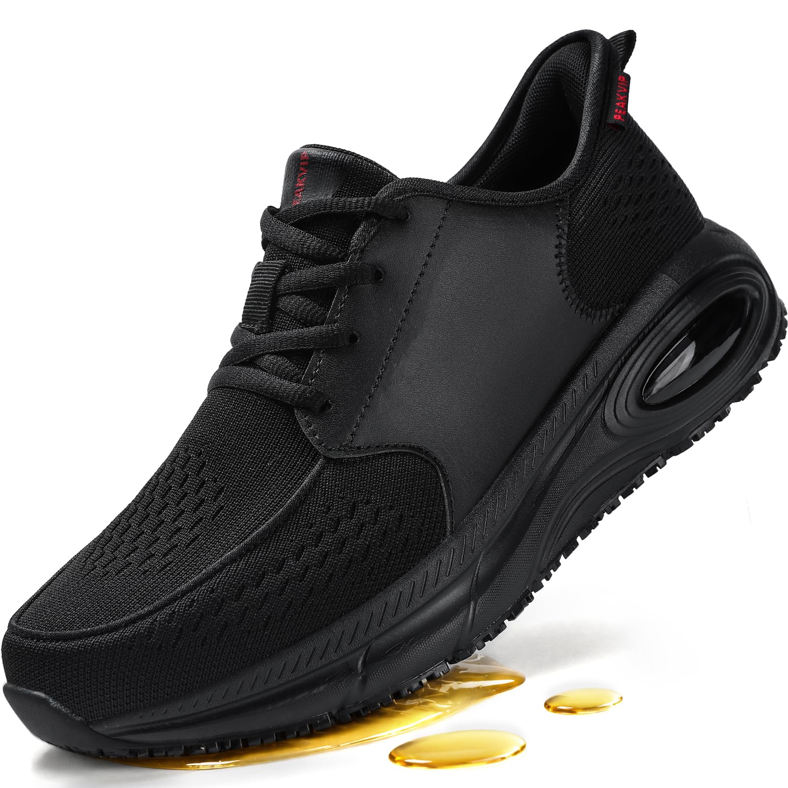 Wide Non Slip Work Shoes for Men Comfortable Cushion Food Service Shoes with Arc
