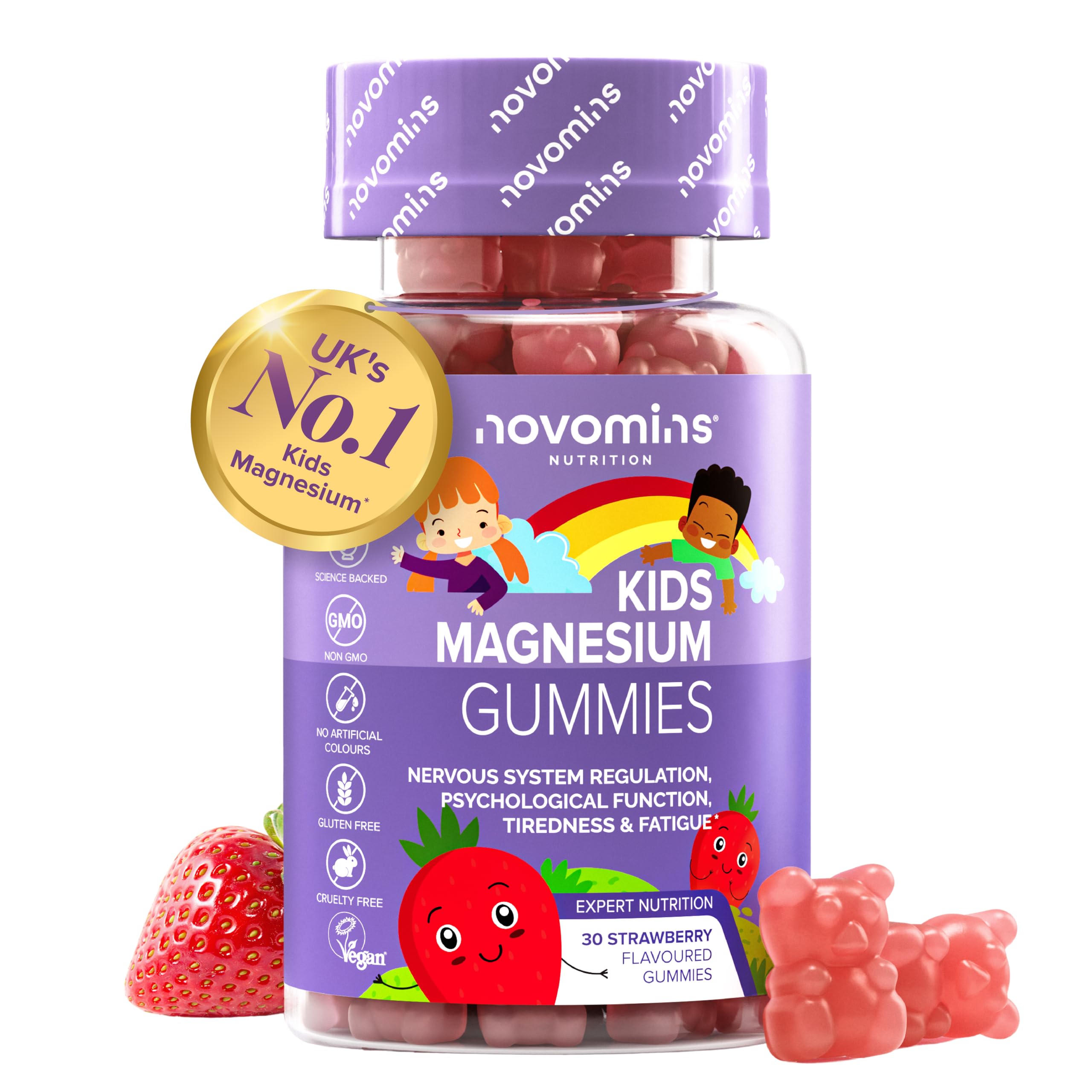 Kids Magnesium Gummies | 546mg Magnesium Citrate I 30 Gummies | Novomins | 60mg 