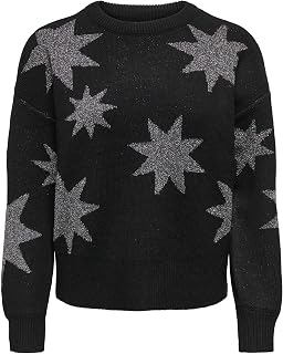 ONLY Onlrosie LS O-Neck Glitter Knt Women's Pullover (Pack of 1)