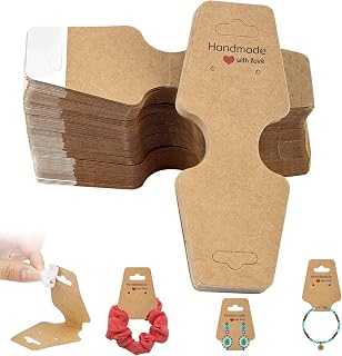 200 Pcs Bracelet Necklace Display Cards, Self Adhesive Jewelry Packaging | Sturdy Hanging Displays for Vendors Selling Chokers, Earrings Hair Accessories, Small Business Holder, 4.75x1.75 Inch