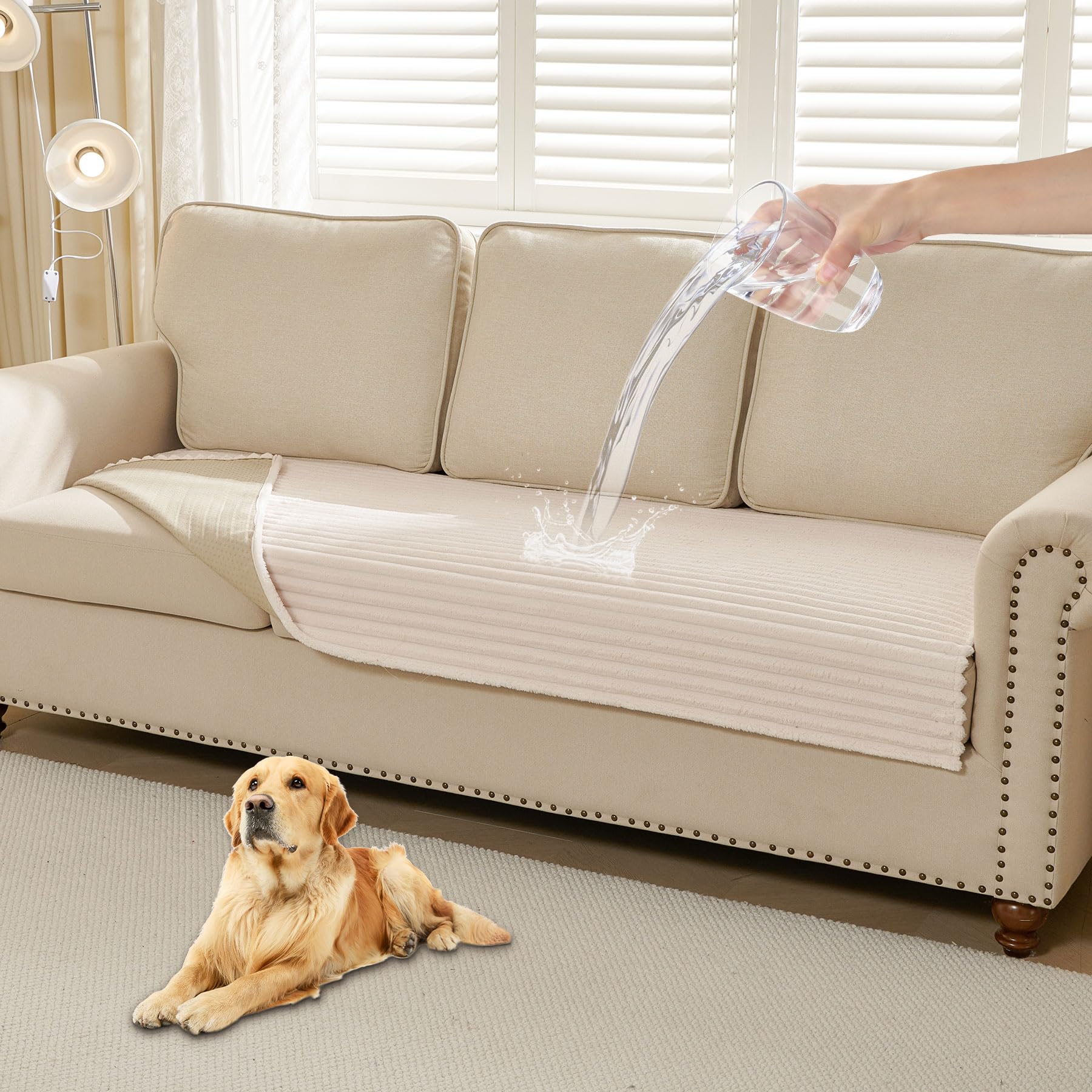HAOMAIJIA Waterproof Couch Cover for Dogs Washable,Faux Fur Pet Couch Covers for