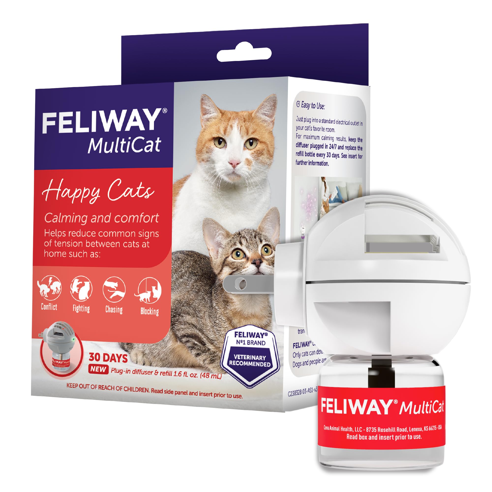 FELIWAY MultiCat Cat Calming Pheromone Diffuser Kit | Helps Reduce Fighting, Ten