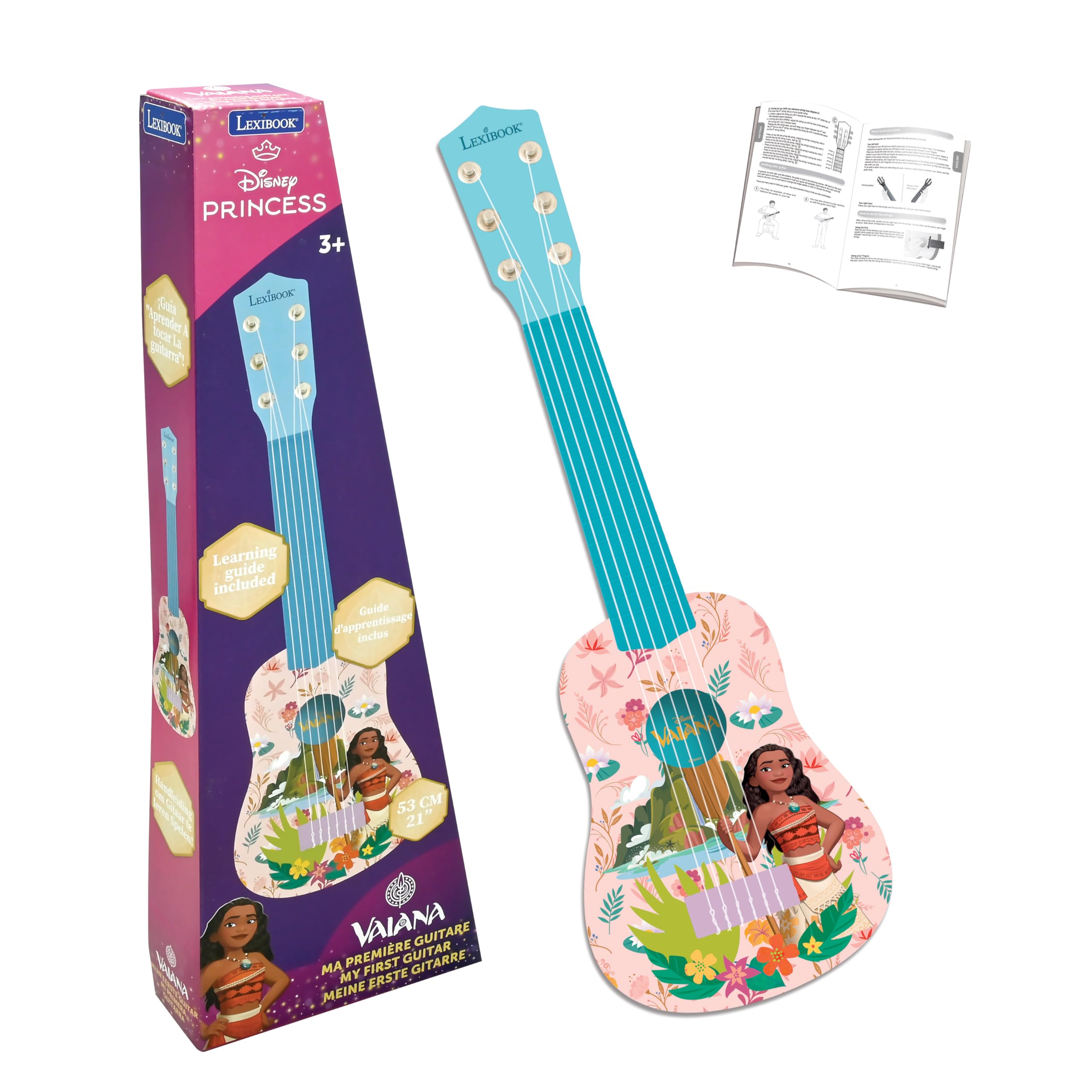 Lexibook, Disney Moana, My First Guitar for Children, 6 Nylon Strings, 53 cm / 2