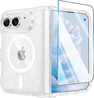 FNTCASE Magnetic for iPhone Duo Case, Glitter | Fit for Magsafe, with Screen Protector, Military Grade Drop Protection Cover, Slim Phone Cases, Shockproof Bumper