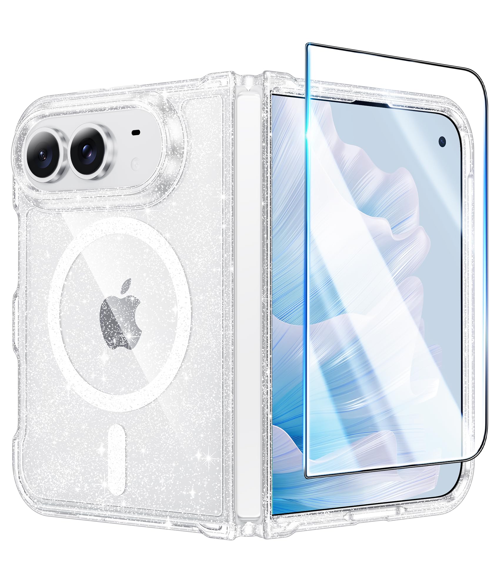 FNTCASE Magnetic for iPhone Duo Case, Glitter | Fit for Magsafe, with Screen Pro