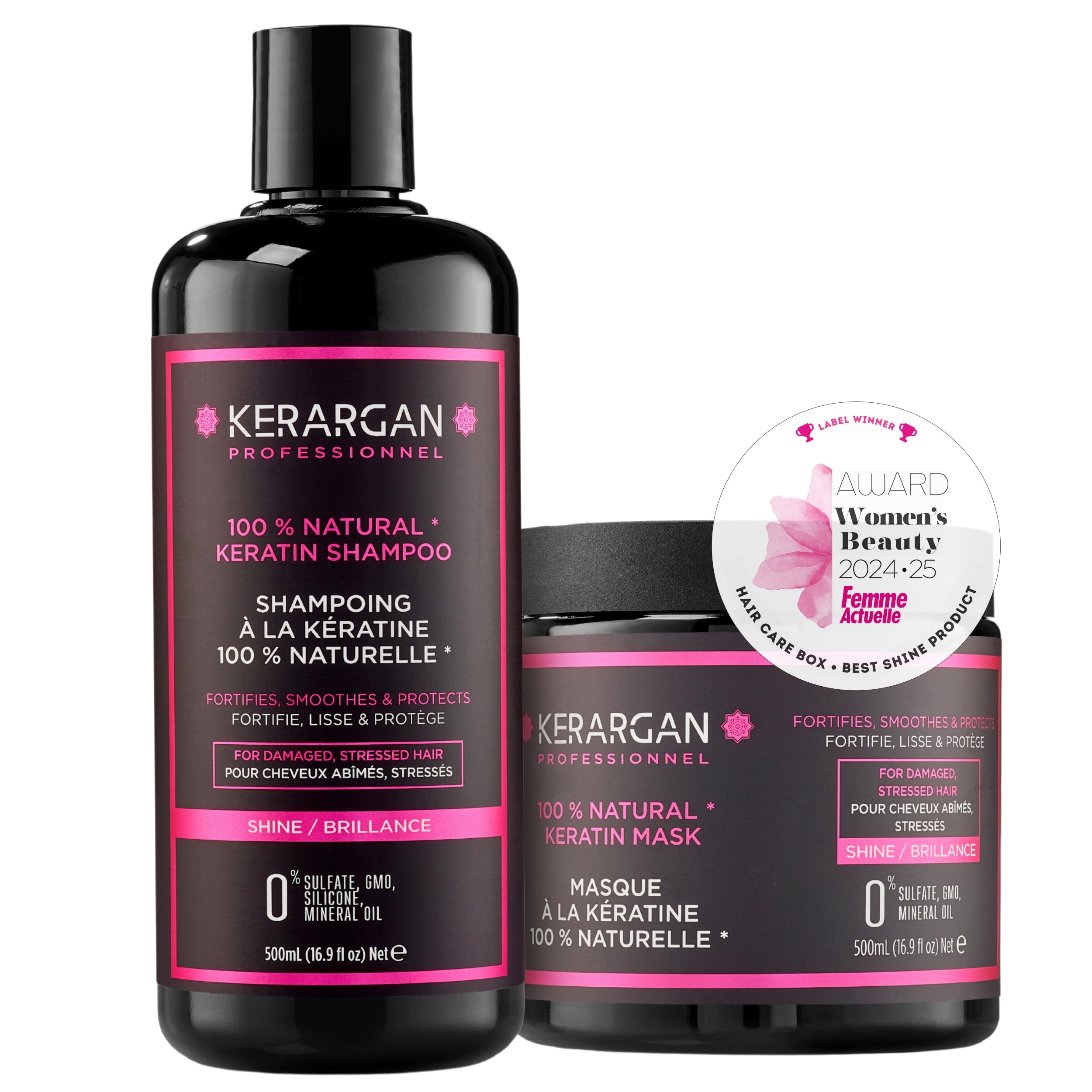 Kerargan - Duo Ultra Reparatur Shampoo & Maske mit Keratin für strapazierte und 