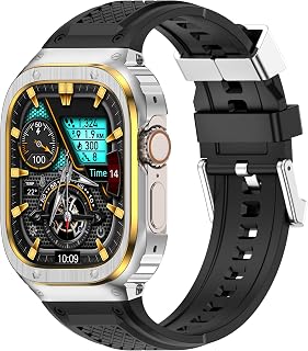Black Band & Silver Gold Case for Apple Watch Ultra 4 3 2 1 49mm,Men Women