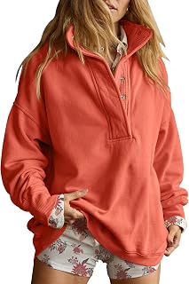 Gacaky Women Oversized Casual Long Sleeve Button Henley Neck Pullover Top Fashion Dresses Clothes