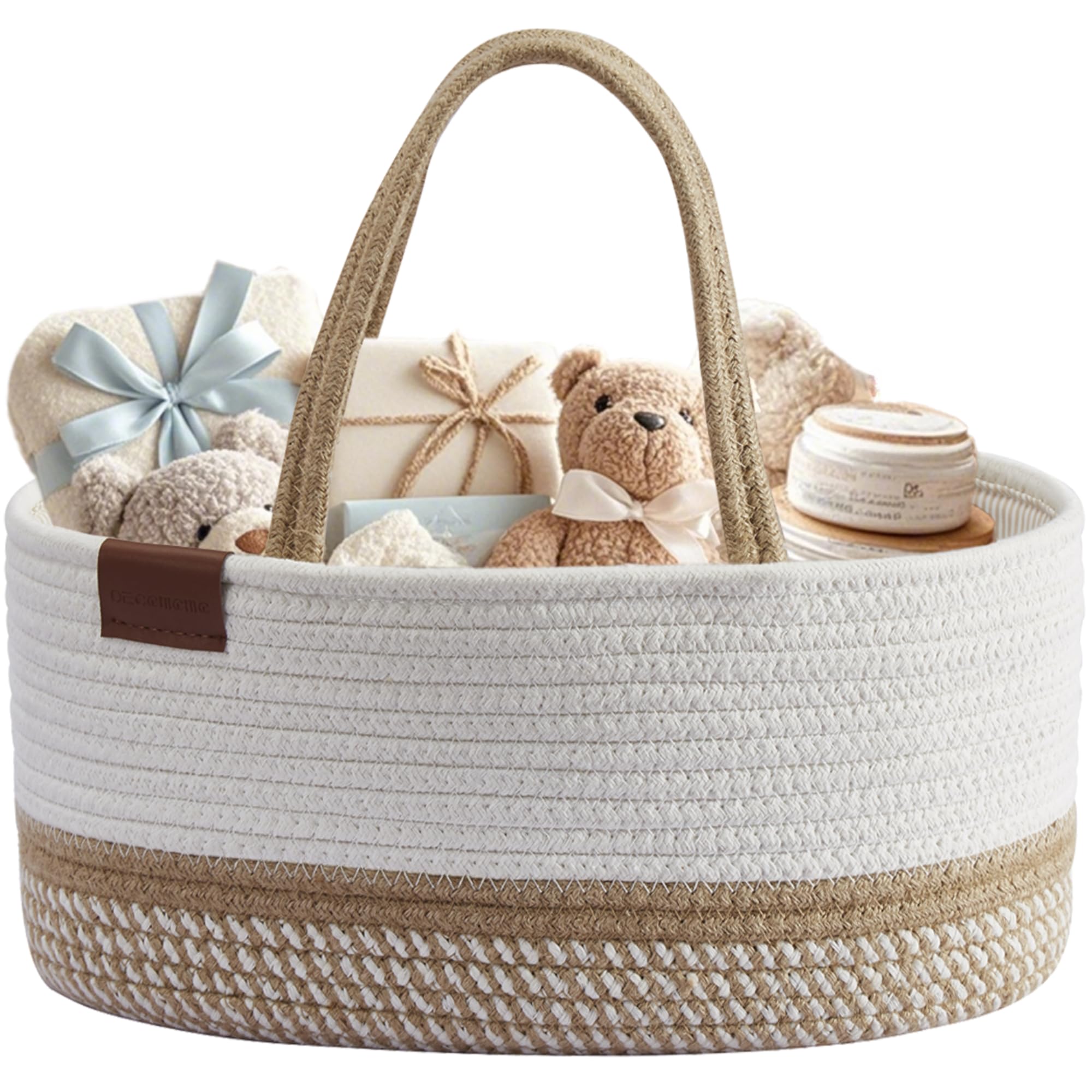 DECOMOMO Baby Storage Basket, Cotton Diaper Caddy Organizer with Divider | Baby 