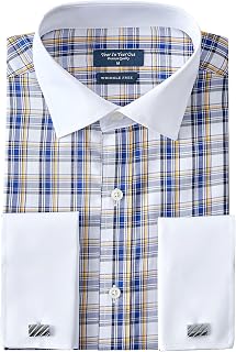 Year In Year Out French Cuff Wrinkle Free Dress Shirt for Men Regular Fit Long Sleeve Wrinkle Resistant Shirt