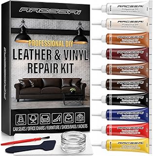 Leather &amp; Vinyl Repair Kit for Furniture, Car Seats &amp; Couches, 10 Colors | Leather Repair Kit with 10 Mixable Colors for Car Seats, Couches &amp; Furniture – Fix Tears, Cracks, Scratches, Holes &amp; Peeling