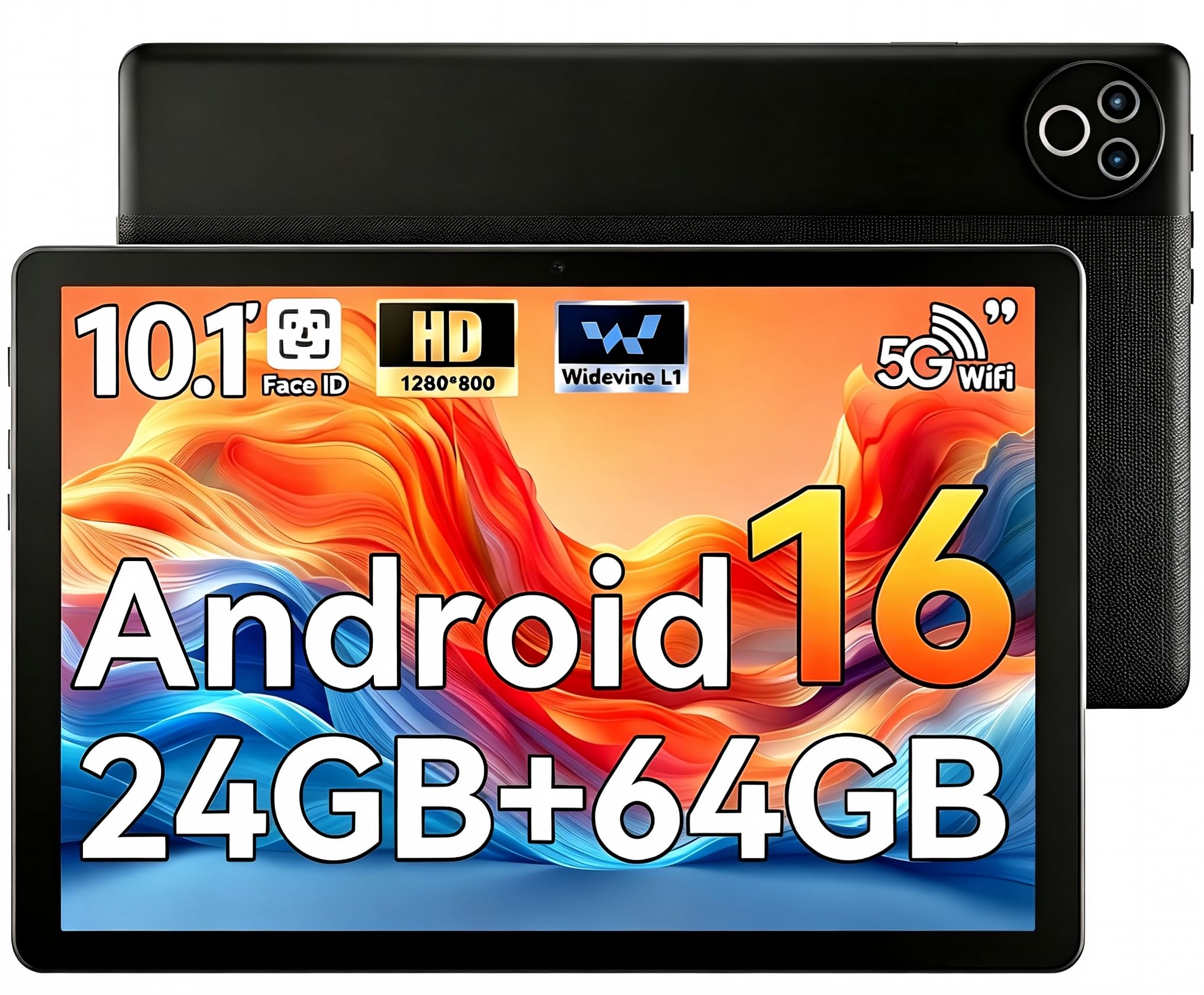MUISOO Android 16 Tablet, 10 inch Tablet, 24GB RAM 64GB ROM(1TB TF Expand), Dual