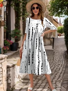 Floral Print Maxi Dress for Women Casual Short Sleeve Loose Fit Summer Dress