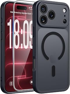 FNTCASE for iPhone 18 Pro Max Case/iPhone 17 Pro Max Case, Fit for Magsafe | Screen Protector, Full Camera Protection, Translucent Matte, 14FT Military Grade Drop Proof, Shockproof Phone Cover, Black