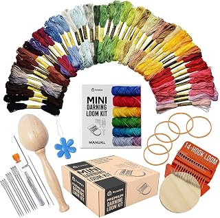 Funalya Darning Loom Kit, KnitPatch,14 Hook Darning Loom 50 Threads & Guide