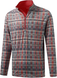 M MAELREG Quarter Zip Golf Pullover Men Dry Fit Long Sleeve Performance Wicking 1/4 Zip Full Print Pullover Mens Sweatshirt