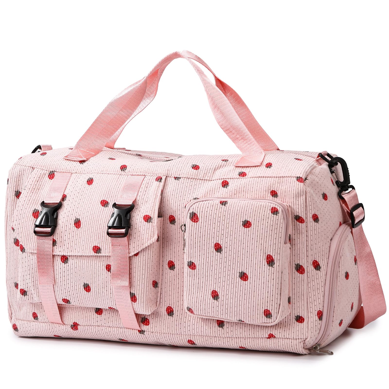 unisoul Corduroy Sports Gym Bag for Women Girls with Shoes Compartment | Foldabl