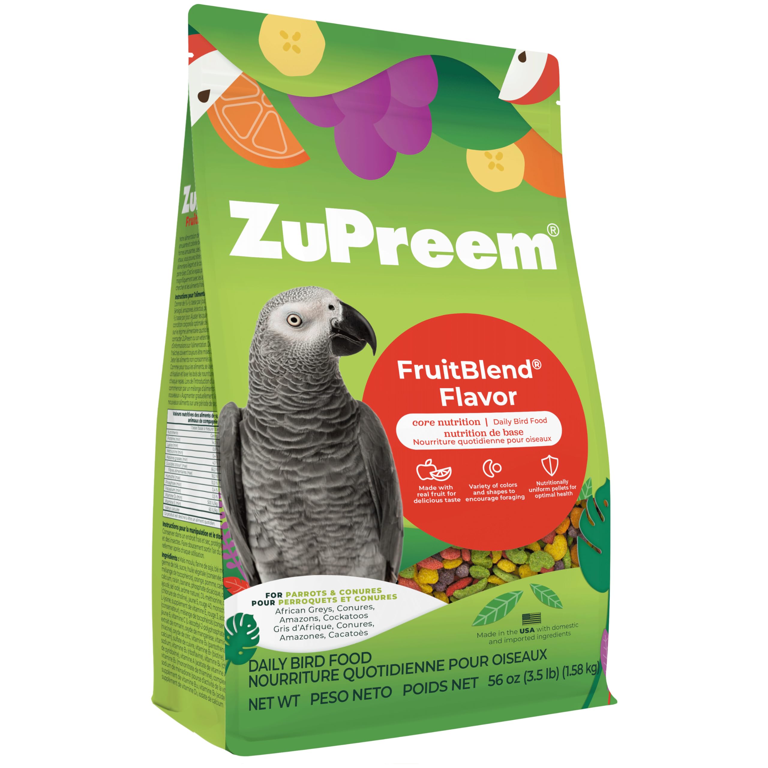 ZuPreem FruitBlend Parrot & Conure Food, Uniform Bird Food, M/L, 3.5 lb | Bird F