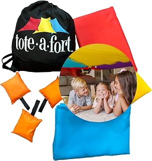 TOTEAFORT Original Blanket Fort Building Kit for Kids | 3 Blanket, Make a Portable Playhouse, Play Tent Boy and Girl Indoor Outdoor, STEM Children Toy, Ages 4, 8, 12 +