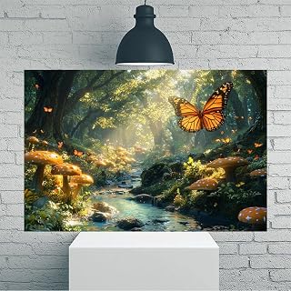 Vintage Rustic Forest Butterflies Canvas Wall Art Print 12x18 Inches,Unframed Poster Home Office Decor for Living Room Bedroom Kitchen Bar