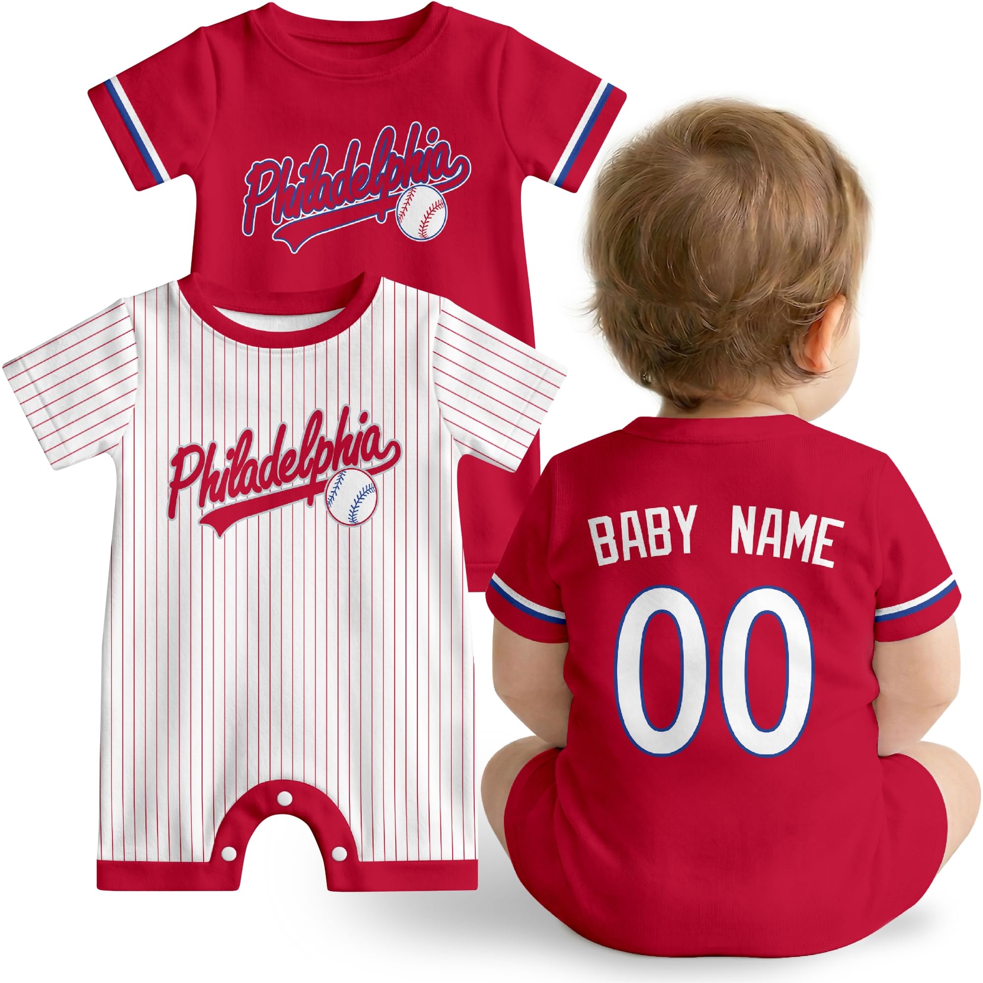 KREDE Baby Clothes Custom Baby Romper with Name and Number Personalized Bodysuit