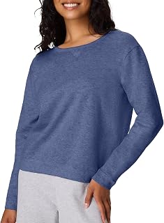 Hanes EcoSmart Women's Crewneck V Notch Fleece Pullover Sweatshirt Crew Neck V Notch Wide Ribbed Cuffs and Hem (1 Pack)