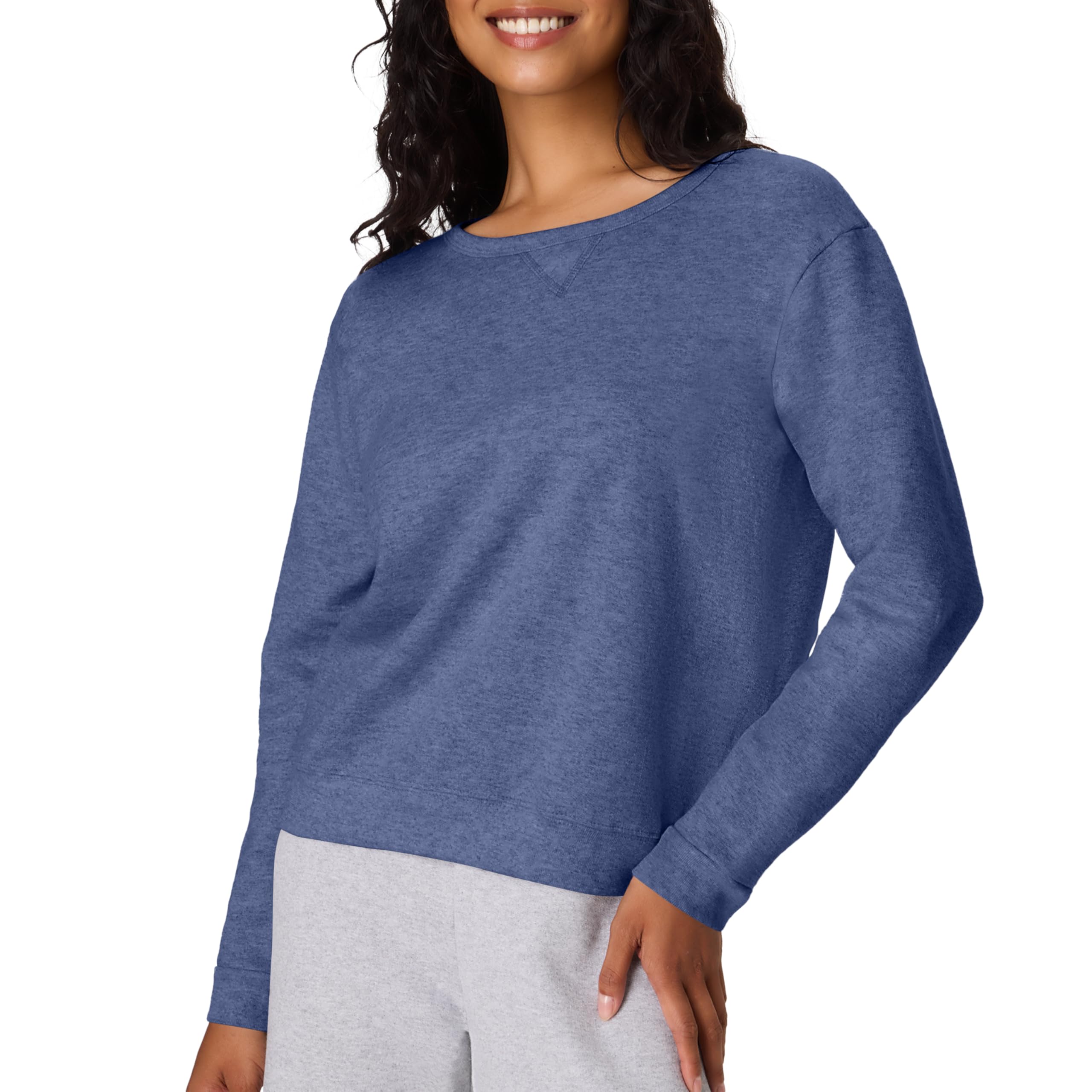 Hanes EcoSmart Women's Crewneck V Notch Fleece Pullover Sweatshirt Crew Neck V N