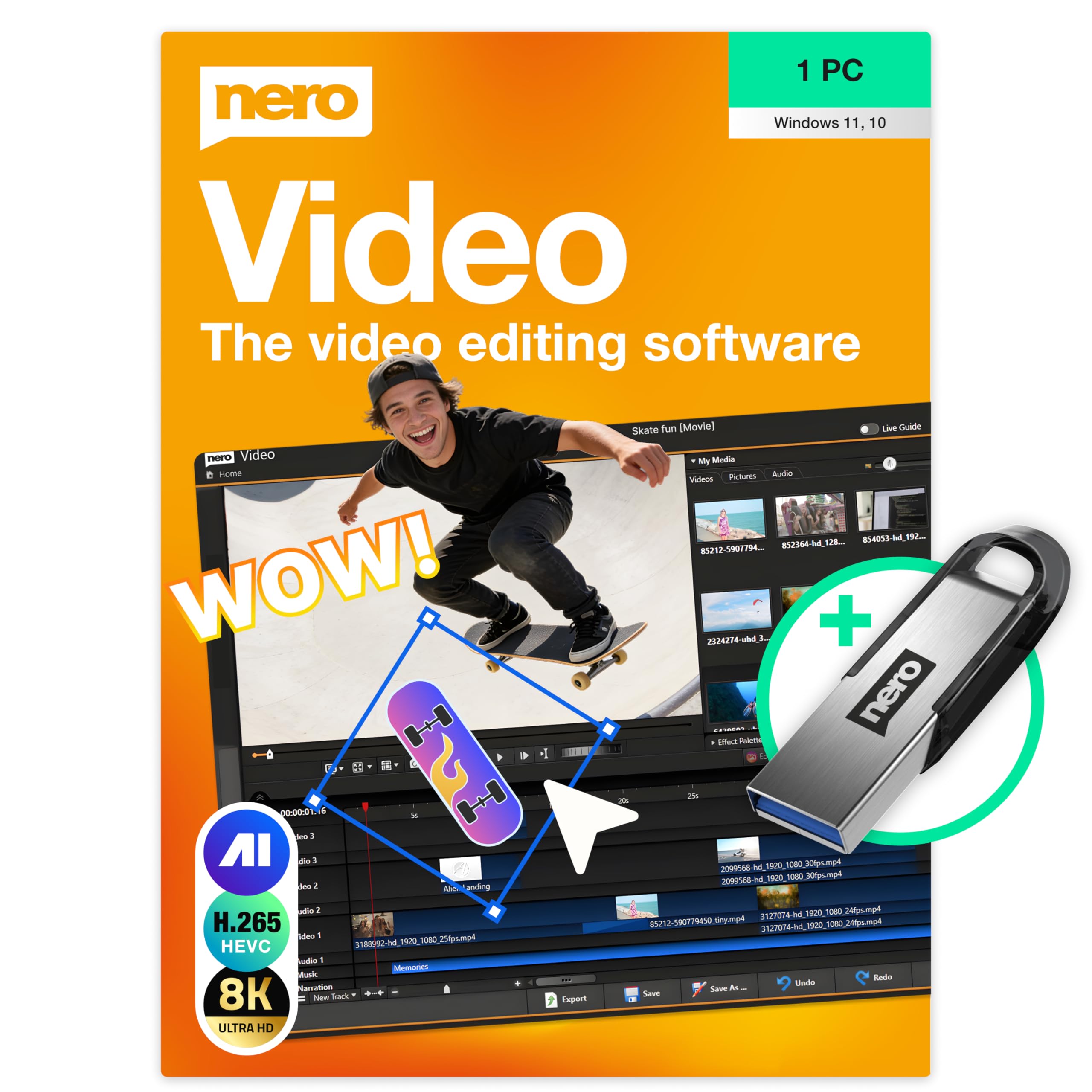 Nero Video 2026 on USB Stick | Video Editing Programme | Create & Edit Videos & 