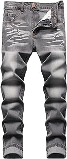 JUNBAOSS Men's Slim Fit Stretch Jeans Ripped Skinny Jeans for Men Distressed Straight Leg Fashion Comfortable Flex Waist Pants