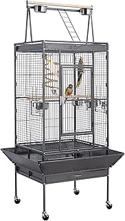 Yaheetech 69" Large Bird Cage, Rolling Parrot Cage for Parakeets Cockatiels | Play Top with Ladder & Feeders, Slide-Out Tray, Rolling Stand, Wrought Iron Cage for Small Medium Birds, Indoor Outdoor