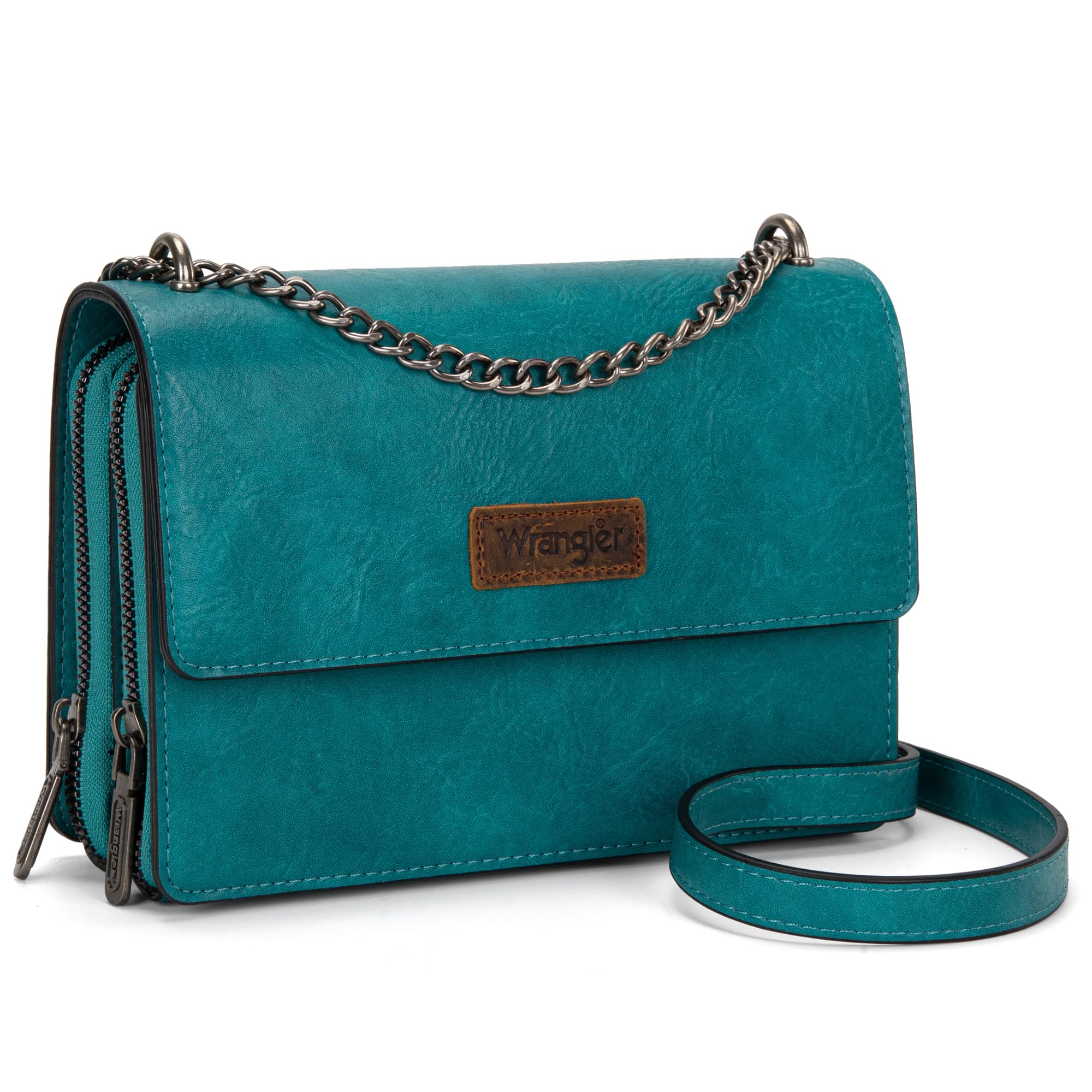 Wrangler Flap Crossbody Purse for Women Shoulder Bag Vintage Wallets with Chain 