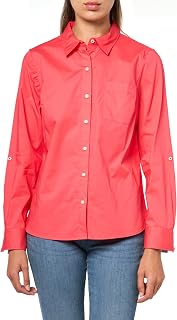 Nautica Women's Button Front Long Sleeve Roll Tab Shirt Button Front Long Sleeve Roll Tab Shirt (Pack of 1)