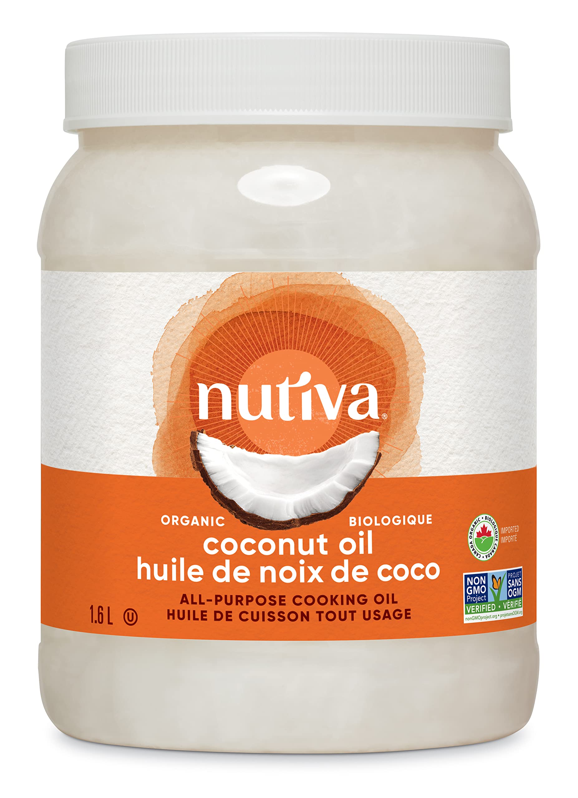 Nutiva Organic Steam-Refined Coconut Oil, 1.6 L, Non-GMO, Fair Trade | Vegan, Ke