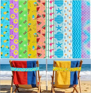 MuuXii 10PCS Towel Bands for Beach Chair, Towel Clips Elastic Rubber, Beach Towel Holder Strap Windproof for Lounge Pool Cruise Chairs Summer Beach Trip Vacation Essentials (10PCS Colorful)