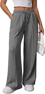 ATHMILE Womens Wide Leg Sweatpants High Waisted Baggy Teen Girl Pants