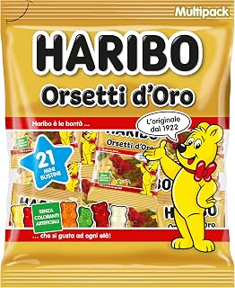 Haribo Golden Bears Multipack, 21 Mini Sachets of 12 g, Gummy Candy, Fruit Flavour, Ideal for a Birthday Party - 250 g