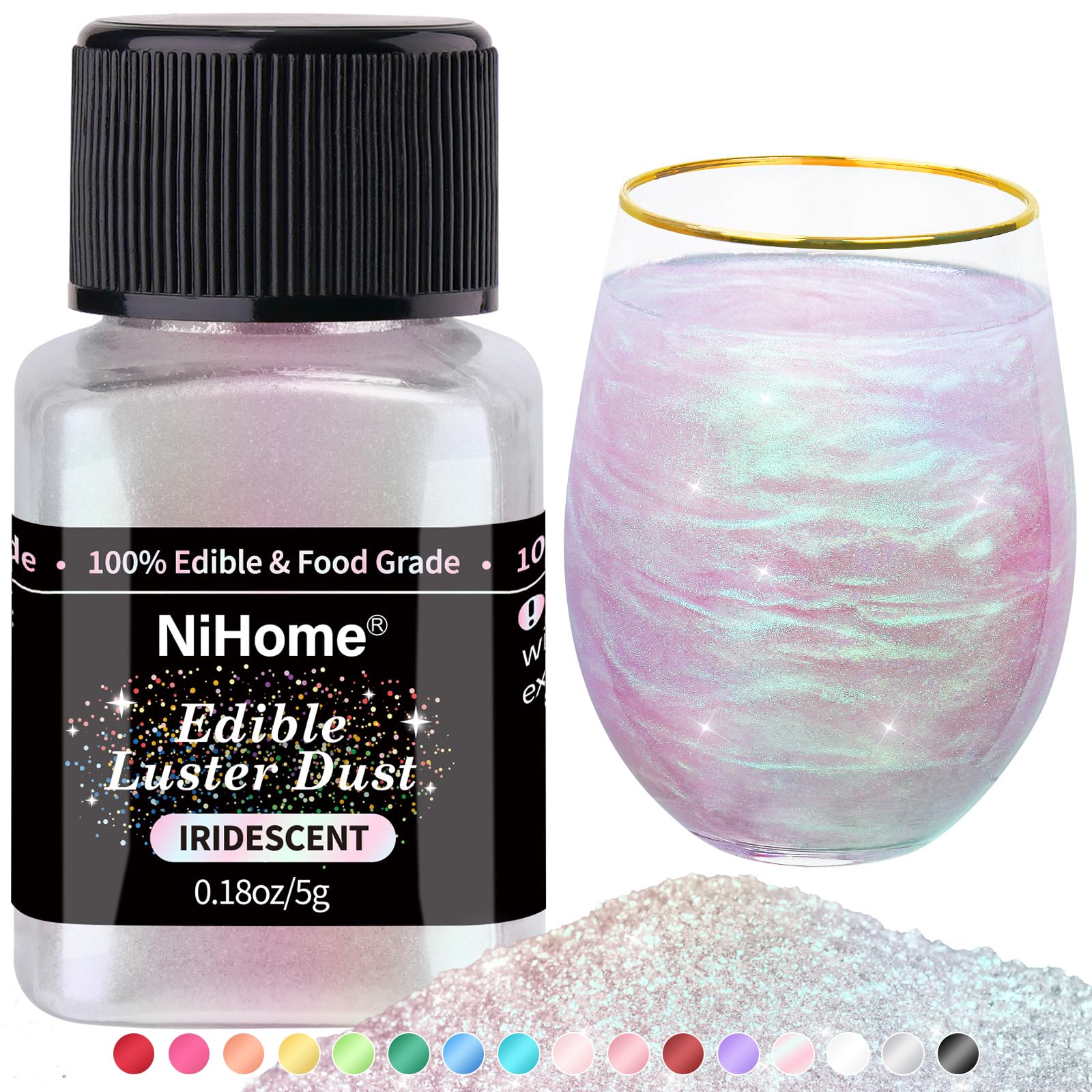 NiHome Edible Food-Grade Glimmer Powder Glitter Luster Dust Metallic Food Decora