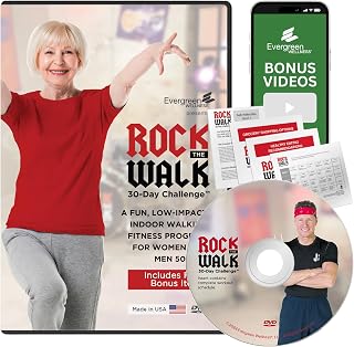 Walking Exercise DVD for Seniors, Rock the Walk At Home DVD 30 Day Challenge - Low Impact DVD Just 8 Minutes Per Day Walking DVD for Seniors Women/Men Over 50 Workout DVD (Ideal for Ages 50-80+)