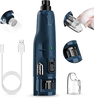 Casfuy Dog Nail Grinder Quiet - (45db) 6-Speed Pet Nail Grinder with 2 LED Lights for Large Medium Small Dogs/Cats, Professional 3 Ports Rechargeable Electric Dog Nail Trimmer with Dust Cap