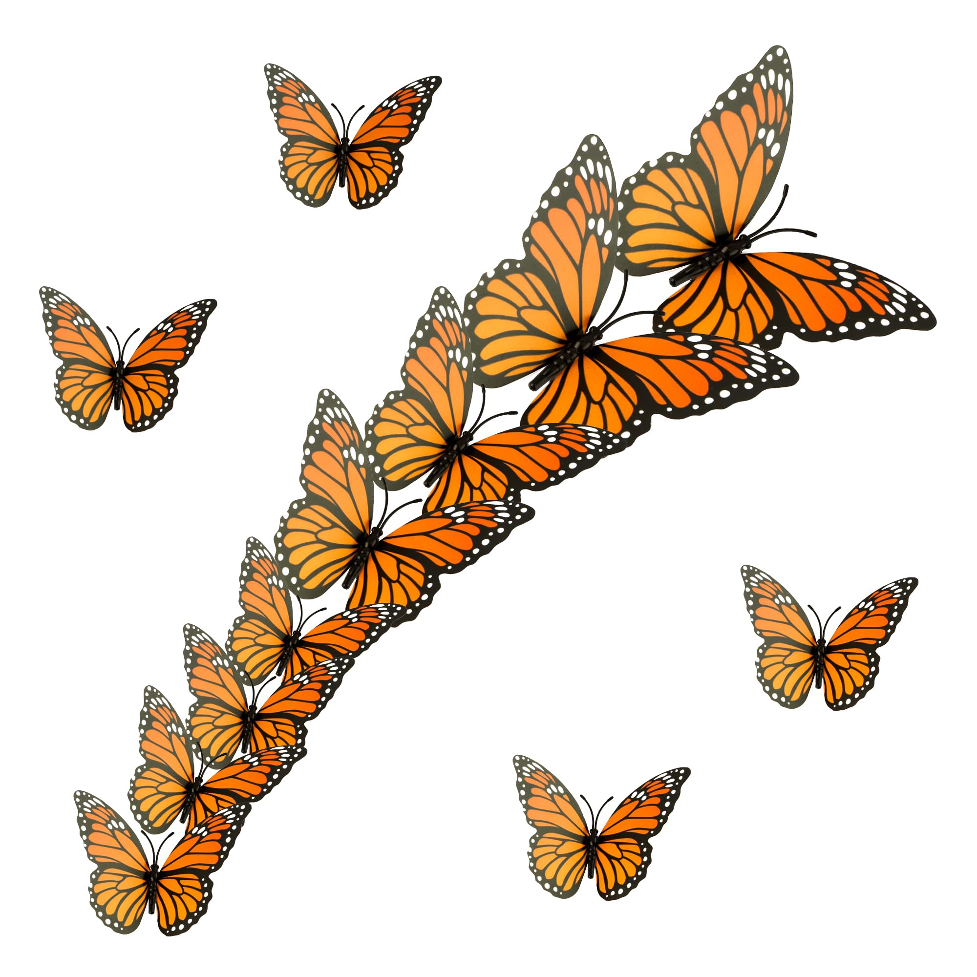 Monarch Butterfly Decorations, 3D Halloween Butterfly Wall Decal Decor 3 Sizes O