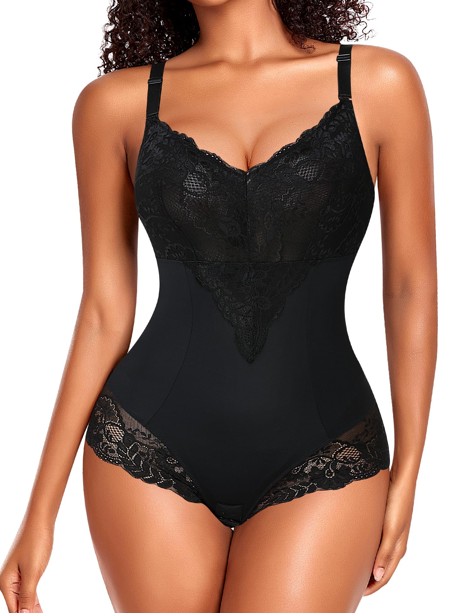 YARRCO Body modellante da donna, modellante, leggero e modellante, con scollo a 
