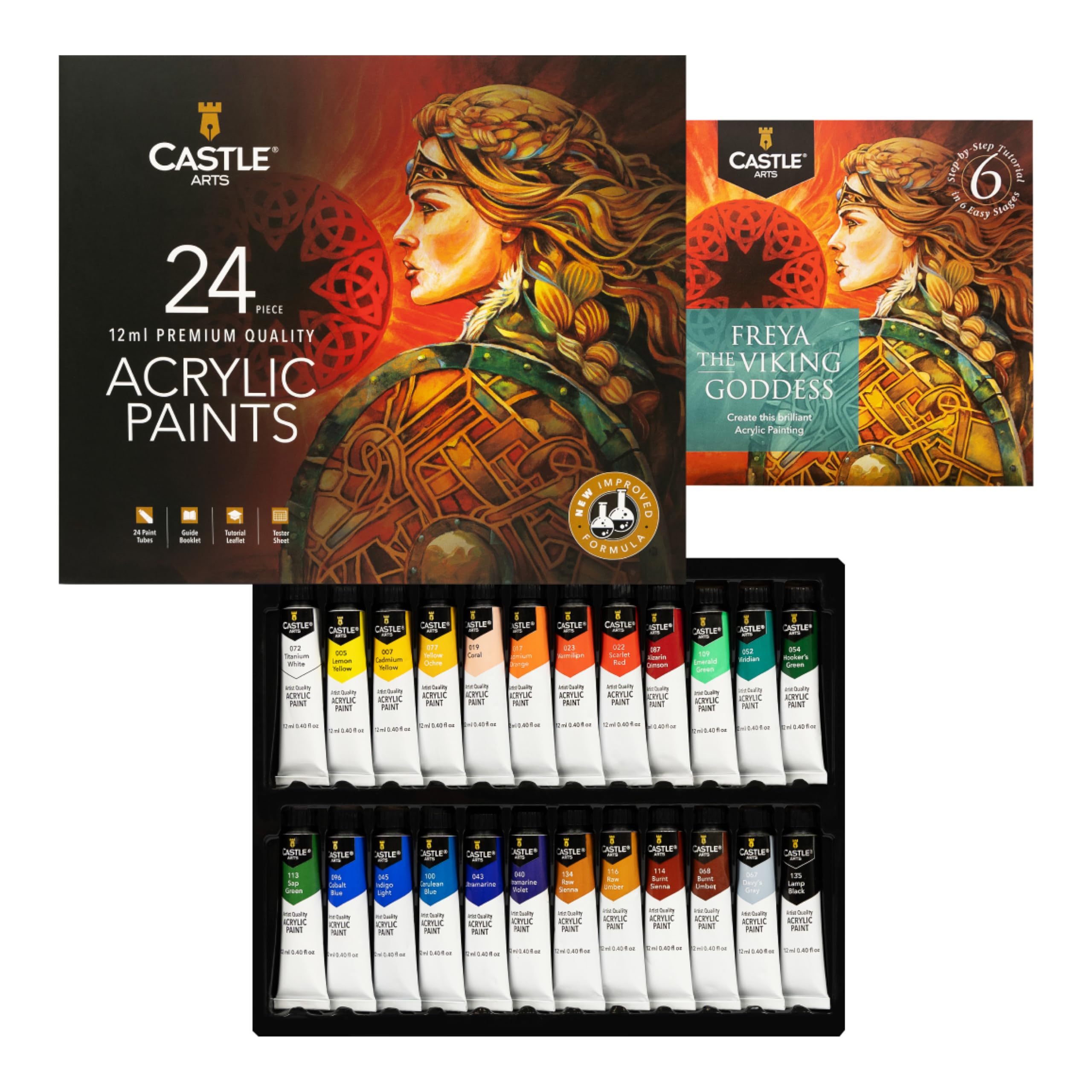 Castle Art Supplies 24 x 12ml Acrylic Paint Set - New Improved Formula