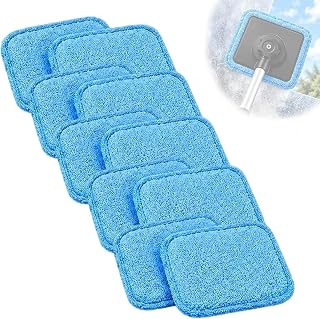 NLWF Double Sided Magnetic Car Windshield Cleaner Tool with Extension Handle and Reusable Microfiber Pads for Interior and Exterior Auto Glass (10pc-Replacement Cloth)