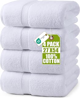 Utopia Towels Cotton Bath Towels, Pack of 4, 69 x 137 cm, White
