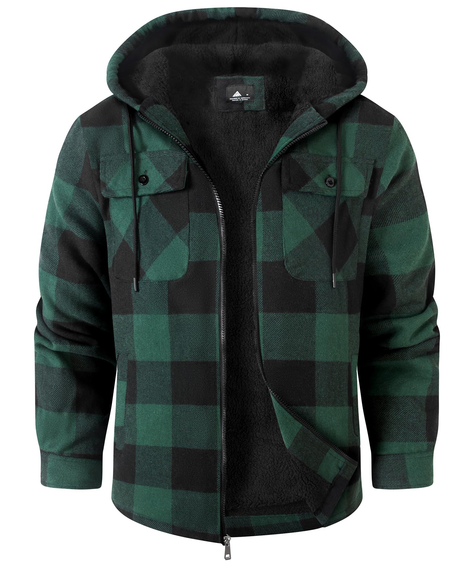 SwissWell Woodman Shirt Men Thick Plaid Flannel Jacket Plush Lining Hooded Sweat