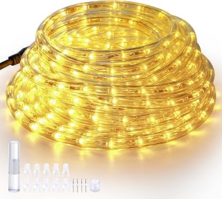 Forever Speed 14M LED Rope Lights Outdoor Warm White, 504LEDs Waterproof Rope Lights for Outdoor, Decoration and Lighting LED Light Rope for Halloween, Garden, Christmas, Wedding, Party