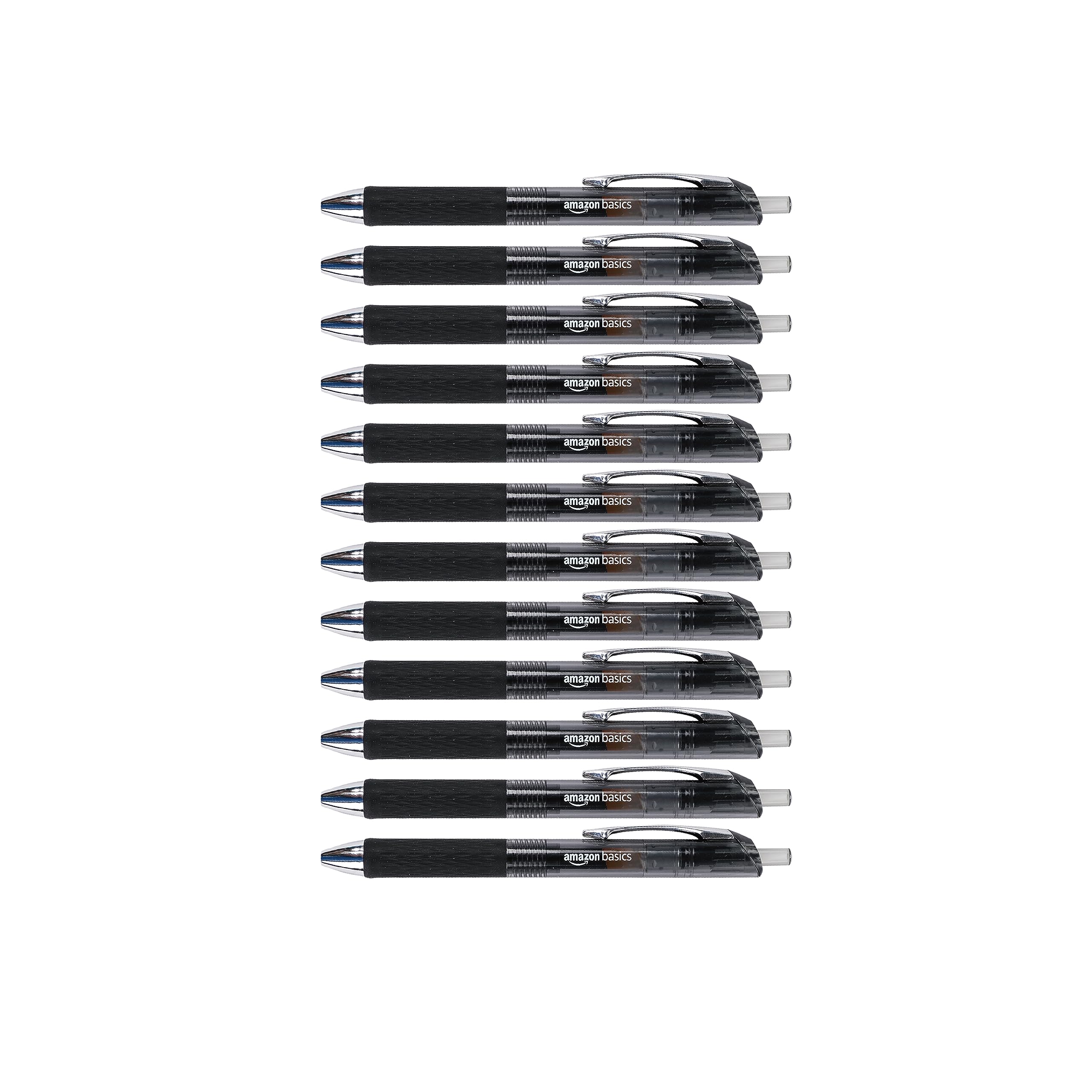 Amazon Basics Retractable Gel Ink Pens, Rubber Grip, Smudge Free, Ideal for Scho
