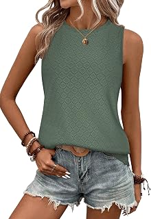 Zeagoo Women's Sleeveless Tank Tops with Eyelets Turtleneck Cute Summer Loose Fit S-XXL