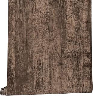 Arthome Peel and Stick Wallpaper,Sticky Back Plastic Roll,Natural Wood Grain Contact Paper Rustic Removable Waterproof PVC Vinyl Self Adhesive Film for Walls Furniture,Dark Brown,44x600cm